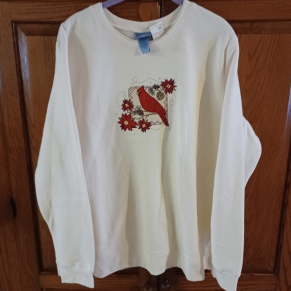 ❤️‍🔥NEW Classic Element Womens XL Embroidered Cardinal Holiday Sweatshirt NWT